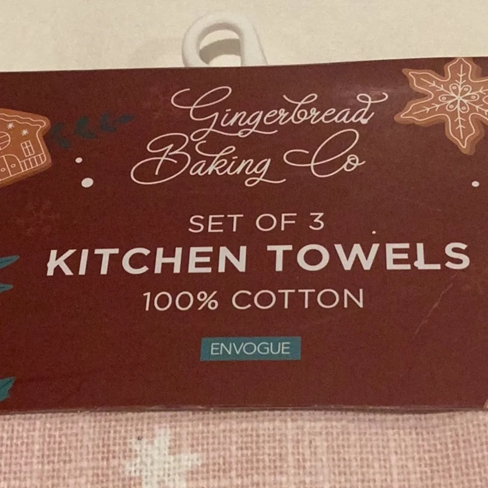 Pink Gingerbread Kitchen Towels - set of 3